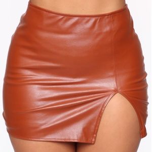 Fashion Nova - Flame In Your Heart Skirt (Cognac)